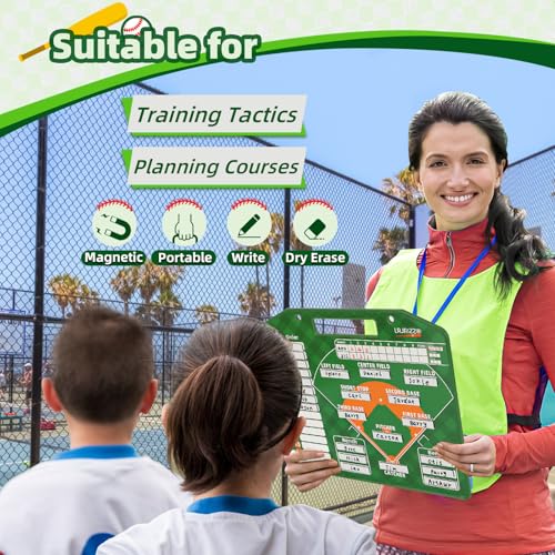 Magnetic Baseball Lineup Board，Baseballs Lineup Cards Baseball Lineup Board for Dugout Baseballs Clipboard for Coaches Softball Coach Must Haves Marker Boards Baseball Coaching Accessories（Green）