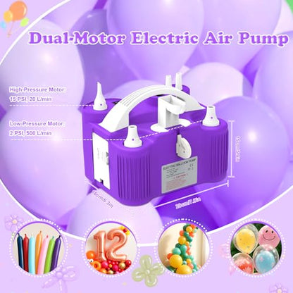 Electric Balloon Pump 4-in-1 Air Pump Portable Electric Balloon Blower Machine Dual Nozzle Quick-Fill 110V AC Inflator Deflator for Balloons Pool Floats Air Mattress Inflatables