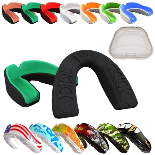 Boil and Bite Mouth Guard (Youth & Adult) Custom Fit Sport Mouthpiece for Football, Hockey, Rugby, Lacrosse,Boxing,MMA(Free Case Included) - color: Mint Green & Black, size: Youth -Ages 10 & Below