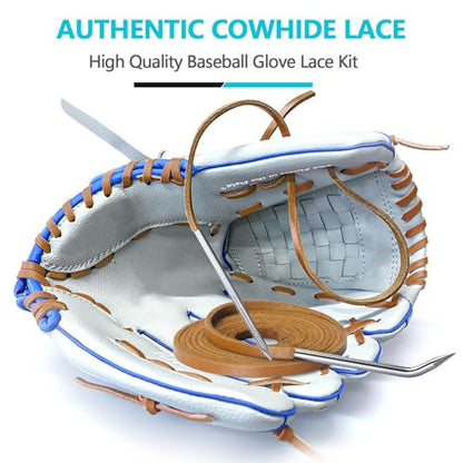 Baseball Glove Lace, Mitt Lace Repair Kit Softball 2 Leather Laces and 2 Lacing Needles for Catcher's Glove - color: Light-brown
