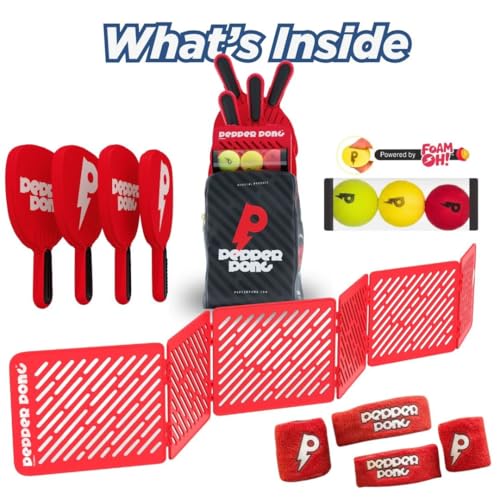 Ping Pong, Reinvented | Any Surface, Indoor or Outdoor Portable Paddle Sport| 3-Speed Foam Balls, 4 Premium Paddles, Free-Standing Net, Carry Bag: Whisper Quiet, 60-Sec Setup