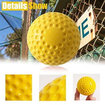 12 Pcs Yellow Dimpled Softballs, 12-Inch Pitching Machine Ball Softballs for Indoor/Outdoor, Hitting and Fielding Practice Foam Sport