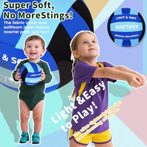 Soft Volleyball-Super Soft Fabric Light Volleyball for Indoor Practice Safe and Quiet Kids Youth Beginners House Yard Training Practice Games(Deflated)