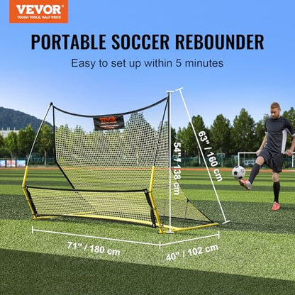 VEVOR Soccer Trainer，Portable Soccer Rebounder Net, Iron Soccer Practice Equipment, Sports Football Rebounder Wall with Portable Bag, Perfect for Team Solo Training, Passing, Volley