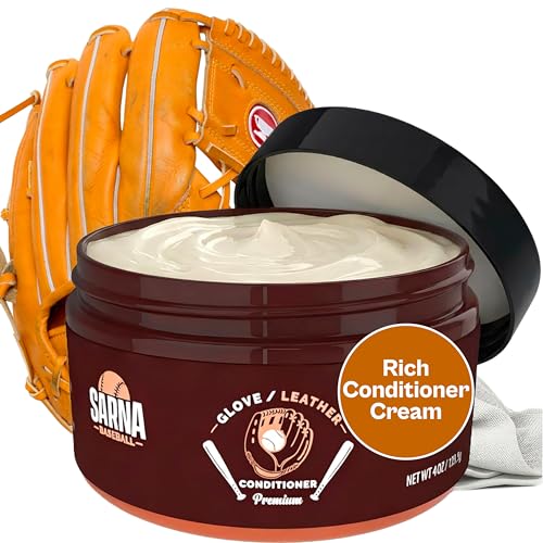 SARNA BASEBALL Glove Conditioner, Cream, 4 Oz – Break in Faster, Keep Leather Maintained – Glove Conditioner for Mitts & Softball Gear Made in USA - size: 4oz Baseball
