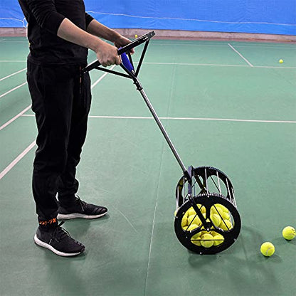2 in 1 Tennis Balls Pickup Automatic Balls Receiver with Handle, Tennis Court Equipment/Accessory Tennis Field Equipment, Hold Up 55 Tennis Balls