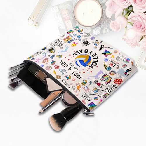 Volleyball Gifts Makeup Cosmetic Bag for Women, Volleyball Stuff Accessories for Volleyball Players Teams, Volleyball Travel Bag Pouch Purse for Men Women