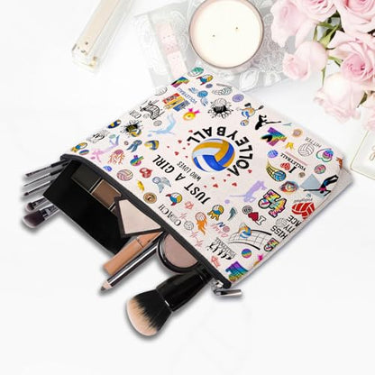 Volleyball Gifts Makeup Cosmetic Bag for Women, Volleyball Stuff Accessories for Volleyball Players Teams, Volleyball Travel Bag Pouch Purse for Men Women