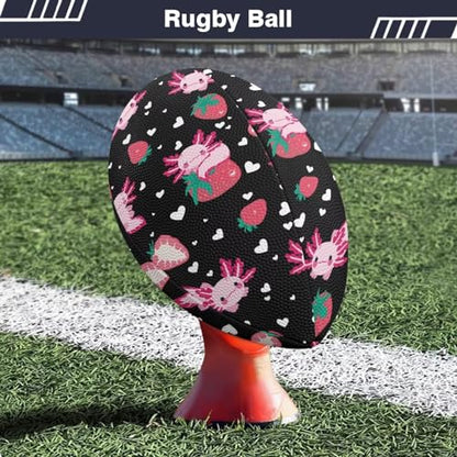 SYtrade Recreational Football Game Footballs PU Composite Leather Footballs for Training Indoor Outdoor - color: Axolotl Love Strawberry Black
