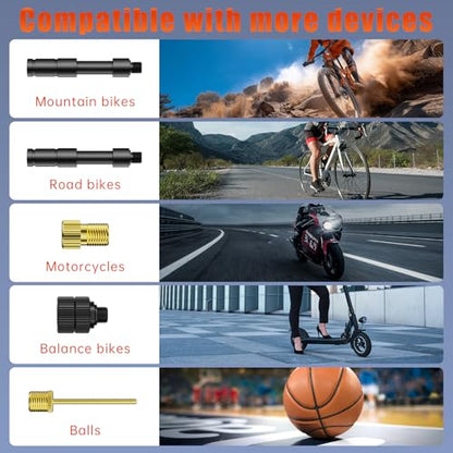 160PSI Electric Mini Bike Tire Pump Portable, Fast Bicycle Pump with Digital Display Pressure Gauge, Air Pump for Mountain Bike, Moto and Balls