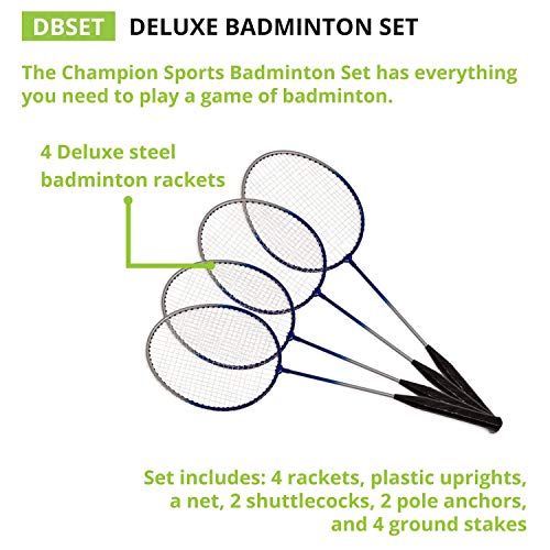 Champion Sports Outdoor Game Sets – Volleyball, Badminton, Tetherball, Bocce & Croquet - style: Recreational Badminton Set