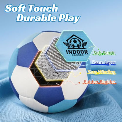UBeesize Indoor Soccer Ball Size 4, Silent Soft Foam Soccer Ball for Indoor Training, Lightweight House Soccer Ball for Practice, Ball Control, Juggling and Skills Training (Deflated)