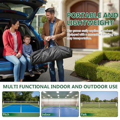 Generic Retractable Net 22FT Portable Net System with Steady Metal Frame Free Assembly & Carry Bag for Backyards Driveways and Garages