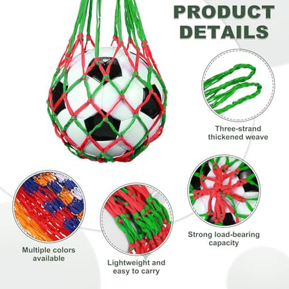 uxcell Basketball Net Bags, Nylon Soccer Ball Holder Portable Multifunctional Single Ball Mesh Net Bag for Storage Basketball Soccer Rugby Balls - color: Red/Green