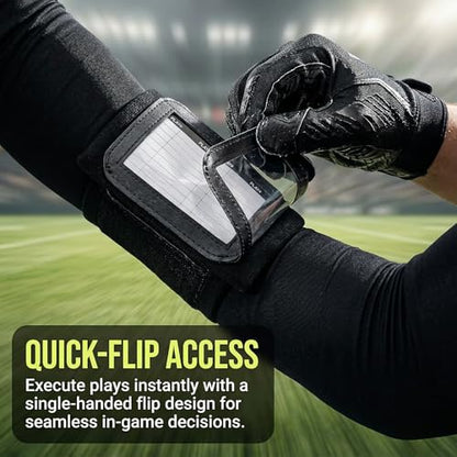 11 Pack Football Wristbands for Plays - Triple Window Playbook Wrist Coach Quarterback Armband - QB Play Calling Wristbands for Flag Football Tackle Baseball - Elastic Cotton Sports Arm Bands