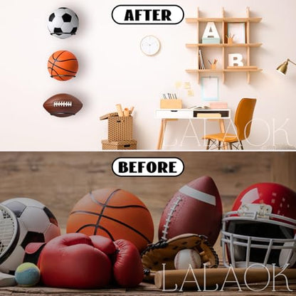 LALAOKS Basketball Holder Wall Mount for Basketball, Soccer Ball, Volleyball, Football, Rugby - size: 6in/30Pack