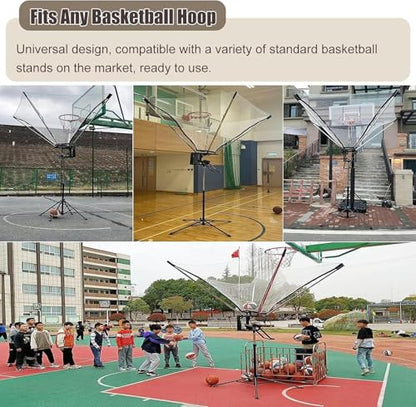 Basketball Hoop Returner Return Attachment Ball Floor Standing Aid Metal - Shooting Trainer Time Saving