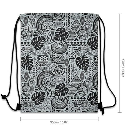 Swimming Drawstring Sack Waterproof Gym Backpack for Beach Sports Yoga Gear, Lightweight Unisex, Polynesian Tattoo Tapa Designs In Blue Bags - color: Picture (631)