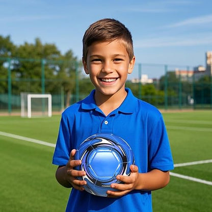 Soccer Ball Size 3,4,5 Soft PU with Football Bag Needle for Practice Training - color: Pearl Blue, size: Size 4