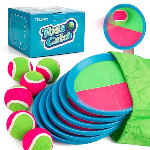 Toss and Catch Ball Set Upgraded - Family Games Pool Toys Beach Toys - Sturdy & Water-Resistant Great for Outdoor Games - Classic Gift for Kids Boys Girls Teens 3 4 5 6 7 8 9 10 11 12 13+ Years Old - color: Pink, size: 6 Paddles 6 Balls