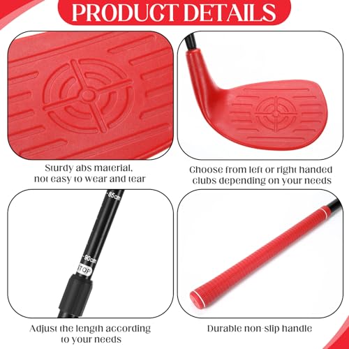 Realspring Backyard Golf Club Set Adjustable Golf Club for Backyard Game Plastic Chipping Clubs Plastic Balls Outdoor Indoor Training Practice Gift for Adults(Red,Left Hand) - style: Left Hand
