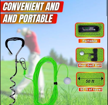 Swing Away! Golf Training Tool for Drivers & Irons - Practice Your Golf Swing in The Backyard with A Real Golf Ball & Experience 50 Feet of Ball Flight Feedback - color: Neon Green