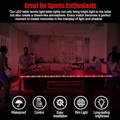 LED Ping Pong Table Light&Net Light, 14 Ft&13 Ft Light Net for Ping Pong Table&Net Table,16 Color Change, Durable & Waterproof & Easy to Install, Super Bright to Display at Night - color: Table lights
