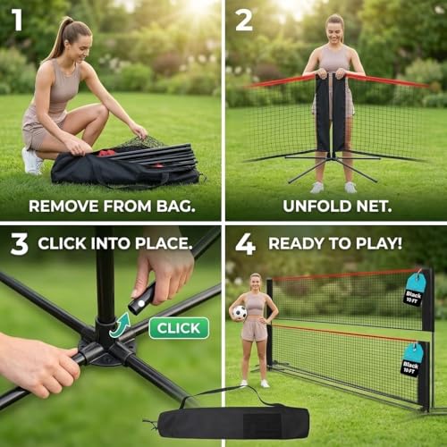 10FT Adjustable Multi Sport Net with 3-5FT Height, Portable Sports Net Set with Carry Bag, for Badminton, Tennis, Pickleball, Volleyball & Soccer Tennis, Indoor Outdoor Backyard Use