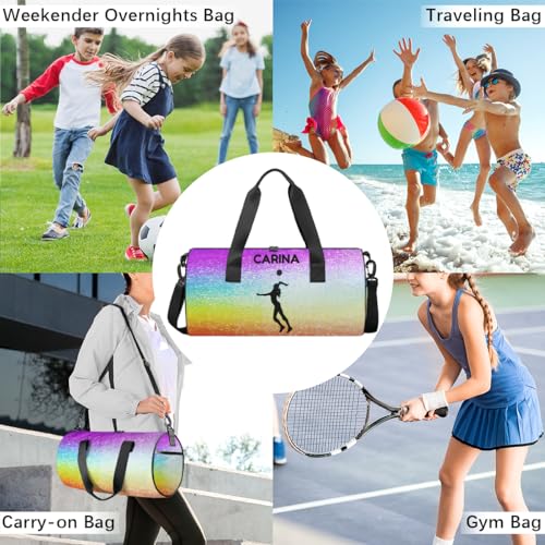 Personalized Kids Volleyball Sport Duffel Bag with Custom Name Carry On Sleepover Weekender Travel Bag