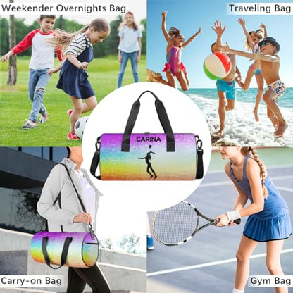Personalized Kids Volleyball Sport Duffel Bag with Custom Name Carry On Sleepover Weekender Travel Bag