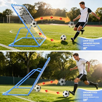 GarveeLife 6X4 Ft Adjustable Soccer Rebounder Net, Heavy Duty Soccer Rebound Net with Iron Frame, Rust Resistant, Football Training Equipment for Backyard/Field, Easy Assembly - color: Blue, size: 6x4