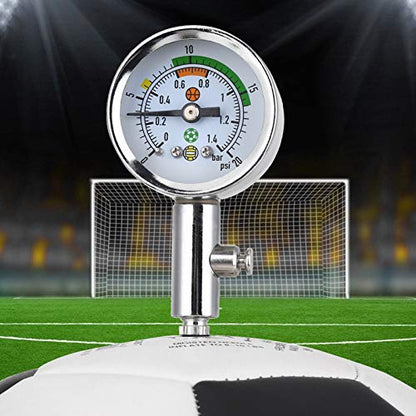Ball Pressure Gauge, Basketball Air Guage, Stainless Steel Accurate Air Pressure Gauge for Football Soccer Basketball Volleyball and Other Balls