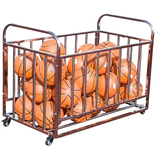 Ball Storage Cart Rolling Ball Storage Garage with Lockable Wheels, Basketball Storage Bin for Indoor Outdoor, Rolling Exercise Ball Cart Holder for Gym, School, Club,Withoutcover - color: Withoutcover