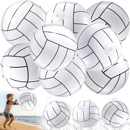 Sosation 8 Pcs Inflatable Sports Balls 16 Inch Inflatable Beach Ball Blow up Sports Party Decorations Swimming Pool Summer Pool Toys for Indoor Outdoor Beach (Volleyball) - style: Volleyball