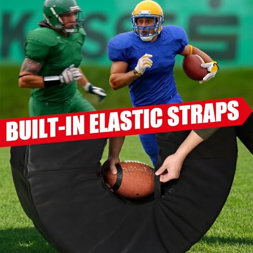 Football Tackle Wheel - Football Tackle Dummy Ring with Straps for Youth - High-Density Sponge and Waterproof PU Soccer Training Equipment for Blocking, Hitting Drills and Practice - size: 28 Inch