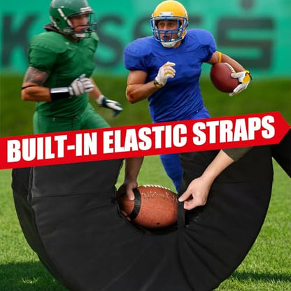 Football Tackle Wheel - Football Tackle Dummy Ring with Straps for Youth - High-Density Sponge and Waterproof PU Soccer Training Equipment for Blocking, Hitting Drills and Practice - size: 28 Inch