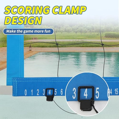 Replacement Pool Volleyball Net with Scoring Clamp - Adjustable Length 15ft - 26ft Universal for Market Pool Volleyball Net Set - Anti-UV & Waterproof & Durable (Net Only)