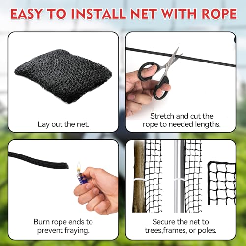 15x30ft Golf Net(4 Buttons, 10 Straps and 1 Rope), 10x10ft Soccer Net(Installation Rope Included), 7x7ft Golf Side Net(2 Park) - size: 10x10 feet