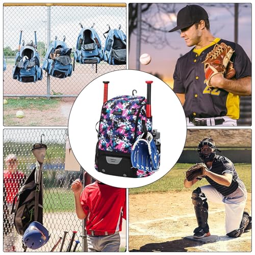 Baseball Backpack Bag | Waterproof Softball Bat Bag With Shoe Compartment, Helmet Holder & Fence Hook | Lightweight Sports Equipment Backpack For Bat, Glove, Ball & Training Gear