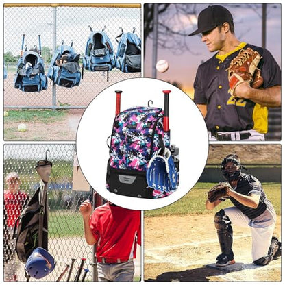 Baseball Backpack Bag | Waterproof Softball Bat Bag With Shoe Compartment, Helmet Holder & Fence Hook | Lightweight Sports Equipment Backpack For Bat, Glove, Ball & Training Gear