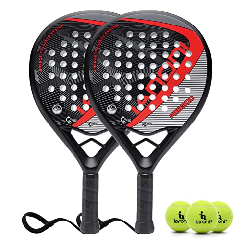Padel Racket Carbon Fiber Surface with EVA Memory Flex Foam Core Lightweight Padel Racquet - color: 8300-red-2pcs