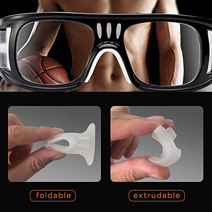 SHEEN KELLY Professional Sports Goggles Adult Protective Safety Goggles Basketball Glasses for Men with Adjustable - color: 5pairs Nose Pads