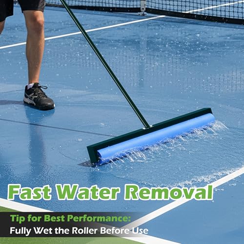 Tennis Court Squeegee, Foam Tennis Sponge Roller 38'', Lightweight Quick Clearing Tools for Tennis Basketball Sports Court, Green - color: Green