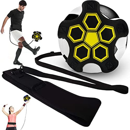 Football Kick Trainer, Soccer/Volleyball/Rugby Trainer Hands-Free Adjustable Solo Soccer Practice Aid Throw Training Equipment for Kids Adults Ball Sizes 3, 4, 5 - color: 5 Straps