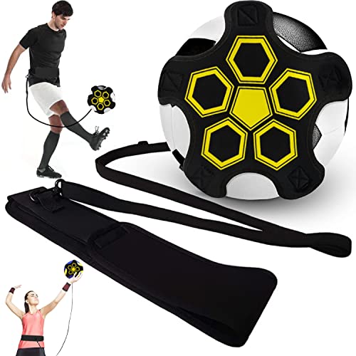 Football Kick Trainer, Soccer/Volleyball/Rugby Trainer Hands-Free Adjustable Solo Soccer Practice Aid Throw Training Equipment for Kids Adults Ball Sizes 3, 4, 5 - color: 5 Straps