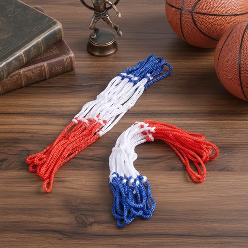 2Pcs Mini Basketball Net Replacement, 8 Loops Basketball Net Small Replacement Net for Indoor Door Room Walls, Vibrant Color