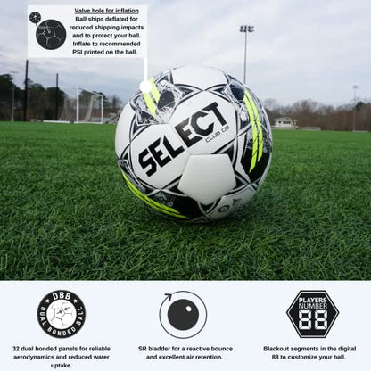 SELECT Club Soccer Ball - color: White/Black V22 - 12-Ball Pack, size: 4