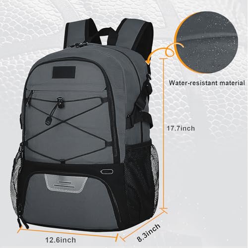 Goloni Soccer Backpack,Basketball Backpack with Ball Compartment & Shoe Compartment,Backpack for Basketball,Soccer - color: Dark Grey