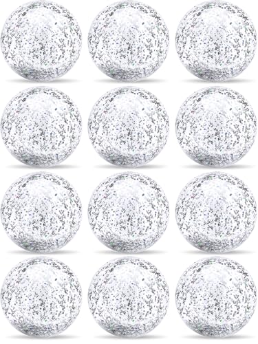 12 Pack Inflatable Glitter Beach Balls Bulk-16" Beach Ball Swimming Pool Toys for Games Adults Kids, Summer Pool Beach Party Decoration,Luau Decorations Essential Blow Up Beach Ball (Silver,Glitter) - color: Silver