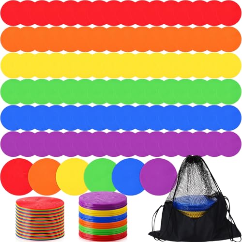 Haull Spot Markers Floor Spots with Bag Non Slip Vinyl Poly Dots for Gym Floor Basketball Football Soccer Sports Speed Agility Training Gym Dance - size: 6 Inch